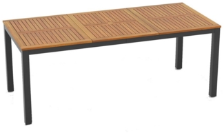 COSTWAY Gartentisch, Akazienholz Esstisch für 8 Personen, mit Schirmloch 200cm
