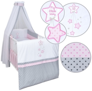 Baby-Delux Babybettwäsche Baby Bettwäsche Set 4-Tlg. Nestchen Chiffonhimmel, Baumwolle, 4 teilig, Bettset für Babybetten 140x70 & 120x60 verschiedene Designs