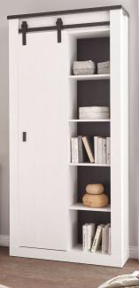 Aktenschrank Stove in weiß Pinie und anthrazit Landhaus 93 x 201 cm