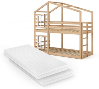 Etagenbett Maja Braun 90x200 cm mit 2 Matratzen Vitalispa