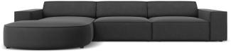 Micadoni 4-Sitzer Samtstoff Ecke links Sofa Jodie | Bezug Grey | Beinfarbe Black Plastic