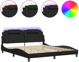 vidaXL Bettgestell "Viana" mit LED ohne Matratze Schwarz 180x200 cm Kunstleder 3214036