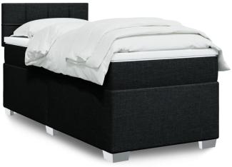 Boxspringbett mit Matratze, Stoff, Viereckige, grauer Fuß, Schwarz, 100 x 200 cm, true