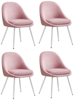 VASAGLE Esszimmerstuhl 4er Set, Küchenstuhl, bis 120 kg belastbar, Kissen mit 5,5 cm dickem Schaumstoff gepolstert, nach außen stehende Beine, für Büro Wohnzimmer, pastellrosa-wolkenweiß KDCDE184R14