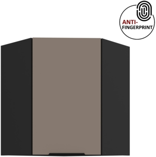 Küchen Eckhängeschrank 60x60 cm Küche ARIA Sandgrau ultra matt + Schwarz matt, hochwertige Fronten mit Anti Fingerprint Beschichtung Küchenzeile Küchenblock