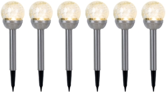 6er Set LED Solarleuchte, Glaskugel, Erdspieß, H 34,5 cm