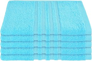 Schiesser Gästetuch-Set Milano aus reiner Baumwolle, 5-teilig, nachhaltig und fair Türkis