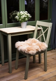 Lammfell Sitzkissen 40 x 40 cm Creme Beige