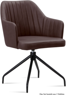 Armlehnstuhl drehbar (2er-Set) Dorena 58x81x60 Schwarz/Braun