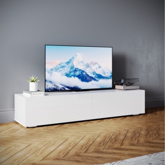 SONNI Lowboard Lowboard 160 cm Breite, Modern in Weiß & Schwarz, LED-Lichteffekten
