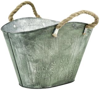 Viana Übertopf Blumentopf Metall Handtasche Jutegriffe Vintage Deko 31×20×17cm