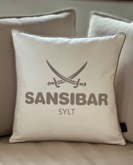 Sansibar Sylt Kissenhülle Kissenbezug Sansibar Sylt Kissenhülle, Sansibar Logo Druck, 45x45 cm, mit Logo-Schriftzug, mit verdecktem Reißverschluss