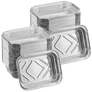 Relaxdays Aluschalen Grill 100er Set, 4,5 x 18,5 x 13 cm