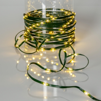 Star Trading LED Lichterkette Dew Drop Micro, Grün, Outdoor, Warmweiß, 15m
