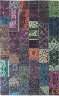 Tesso Living Designteppich MICHELE, Teppich Vintage Look, bunt, Patchwork, Rechteckig, Wohnzimmerteppich, Flachgewebe Print, rutschfest & waschbar