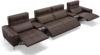 Sofanella Kinosofa SALENTO 4-Sitzer Ledercouch Hometheater in Braun S: 374 Breite x 100 Tiefe