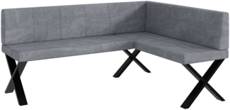 MEBLINI Eckbank für Esszimmer - Küchenbank - Essecke - Sitzecke Küche - PETER - X-Beine 128x168x87cm Rechts - Grau Samt