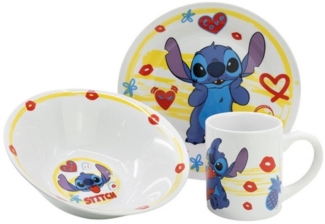 Lilo & Stitch Kindergeschirr-Set Disney Lilo und Stitch Heart Porzellan-Essgeschirr, Mikrowellengeeignet, spülmaschinenfest