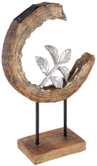 LED Solarleuchte, Holz Optik, Mondsichel Design, H 52 cm