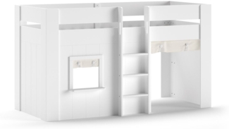 Spielbett Karrie 206x105x120 Kinderbett MDF Weiß mit Stoffset