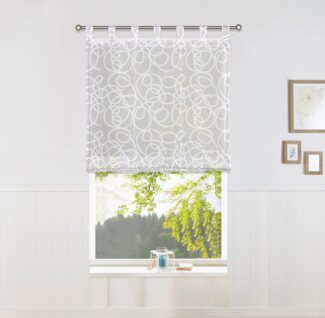 my home Raffrollo Tanaro, mit Schlaufen, Halbtransparent, Voile, Polyester