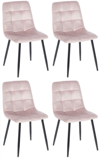 DELUKE® Esszimmerstühle 4er Set VOUL - Pink, Samt Gesteppter Polsterstuhl Küchenstuhl mit Bodenschonern Esszimmerstuhl Stuhl Esszimmer Küchenstühle Wohnzimmerstühle