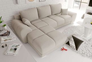 99rooms Antalya Ecksofa Strukturstoff NEVE Beige mit Schlaffunktion