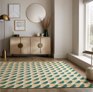 FLAIR RUGS Teppich Carlos Geo, rechteckig, Höhe: 1 mm, fußbodenheizungsgeeignet