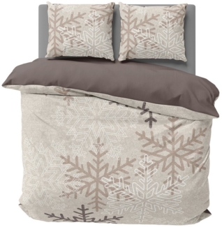 One Home Bettwäsche Winter Snowflakes, Biber, 3 teilig, Kristalle und Schneeflocken, kuschelig flauschig warm weich Baumwolle