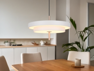 Dimmbare LED Pendelleuchte KEATON im modernen Design, Hellgrau Ø 40cm