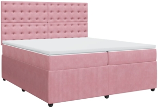 vidaXL Boxspringbett mit Matratze Rosa 200x200 cm Samt 3292447