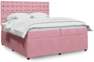 vidaXL Boxspringbett mit Matratze Rosa 200x200 cm Samt 3292447