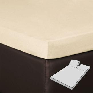 BettwarenShop Split-Topper Spannbetttuch|140x200 - 160x220 cm| vanille