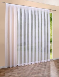 DecoHome24 Gardine Voile Streifen Weiß, Kräuselband (1 St), halbtransparent, Voile, Store