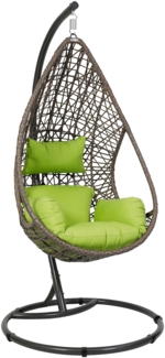 greemotion Hängesessel Kuba, braun/grün, Stahl, Polyethylengeflecht, Kissen aus Polyester, 210x103 cm