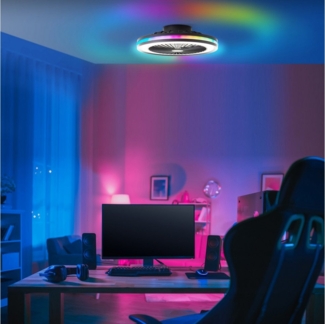 Lightbox Deckenleuchte, Ventilatorfunktion, LED fest integriert, warmweiß - kaltweiß, Deckenlampe, Ventilator, Ø 46,6 cm, Fernbedienung, RGB & CCT