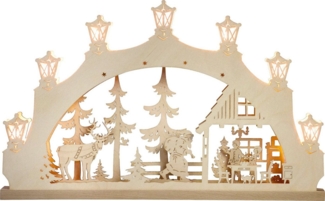 Weigla Schwibbogen Weihnachtsabend, Lichterbogen aus Holz, NATUR, Made in Germany (1-tlg), Erzgebirge garantiert, Weihnachtsdeko Innen, Weihnachtsbeleuchtung