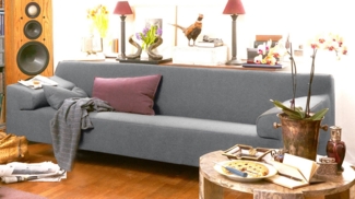 Rolf Benz Sofa ROLF BENZ Sofa Freistil 180 Couch Stoff grau 220 cm Fuß schwarz