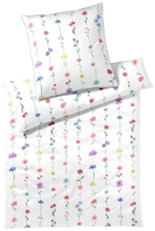 Elegante Bettwäsche Elegante Mako Satin Bettwäsche Flower Show 24526-0 Blumen Weiß 135x200, Comfort Satin, 2 teilig, Klimaneutral hergestellt in Deutschland