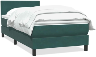 vidaXL Boxspringbett mit Matratze Dunkelgrün 90x220 cm Samt 3316050