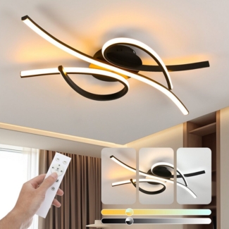 WILGOON Deckenleuchte LED Deckenleuchten Wellenförmig Dimmbar Wohnzimmer mit Fernbedienung, 2-flammige, LED fest integriert, Warmweiß, Kaltweiß, Naturweiß, 27W Moderne Schlafzimmer Lampe Acryl Deckenleuchte, Hängelampe