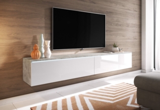 INOSIGN Lowboard LOWBOARD VERA, wahlweise mit oder ohne Beleuchtung, Modernes griffloses TV-Board, 180 cm TV-Schrank, stehend und hängend