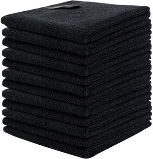 Schwarzes Mikrofasertuch 30x30cm 12 Stück - Multifunktionale Reinigungstücher