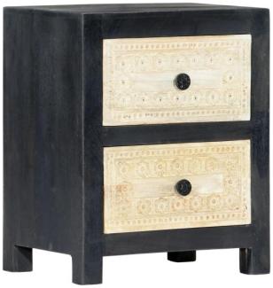 vidaXL Nachttisch Handgeschnitzt Grau 40x30x50 cm Massivholz Mango 282722