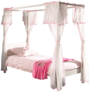 Himmelbett Katerinka 208x98x191 Einzelbett Massivholz Weiß