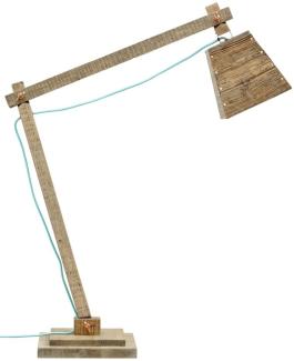 Casa Padrino Kiefernholz Tischleuchte Naturfarben 90 x 30 x H. 105 cm - Luxus Tischlampe mit aqua blauem Kabel