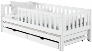 Kids Collective Kinderbett mit Rausfallschutz, Lattenrost und optionaler Matratze, Kinder Bett (mit Ausziehbett und zwei Schubladen), 90x200 cm: von 4. bis 18. Lebensjahr, weiß, mit Matratze