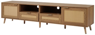 Celya TV-Schrank TV-Konsolentisch mit echtem Rattandesign, massiven Holzfüßen Geflochtener Rattan-TV-Boards
