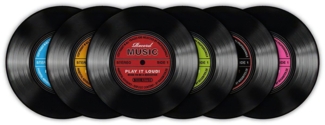 Rockbites - 6er Untersetzer Set für Gläser Bierdeckel Motiv wählbar Record - LP - Langspielplatte - 101193