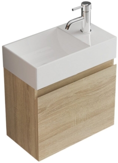 Alpenberger Badmöbel-Set - Waschbecken mit Unterschrank - Badschrank Komplett Vormontiert, (2-tlg, Badschrank Schmal mit Keramik Waschtisch), Komplett Vormontiertes Badmöbel für Kleine Bäder